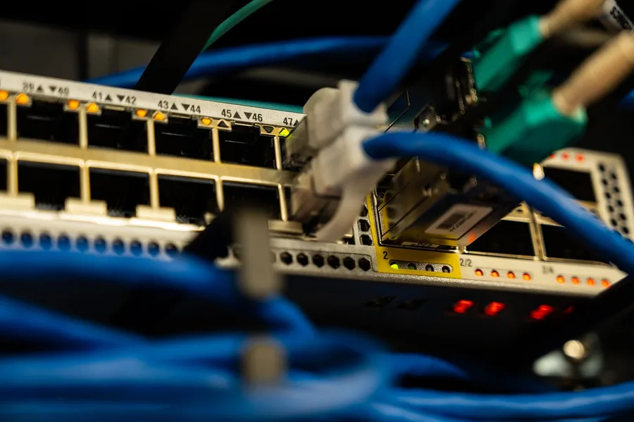 Network switch and cabling in a school IT closet